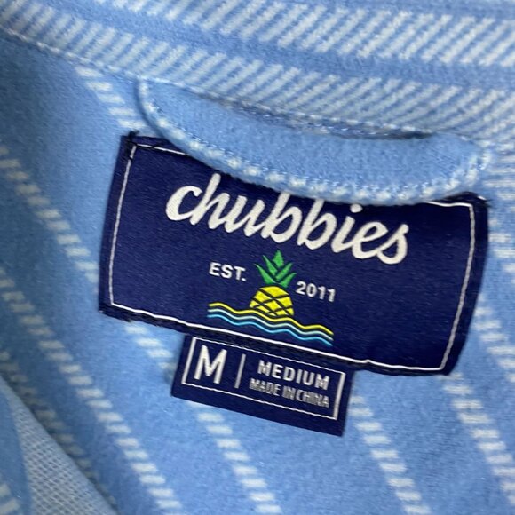 Chubbies Blue Fleece Shirt Jacket Men Size Medium Button Up Long Shacket - Picture 3 of 16